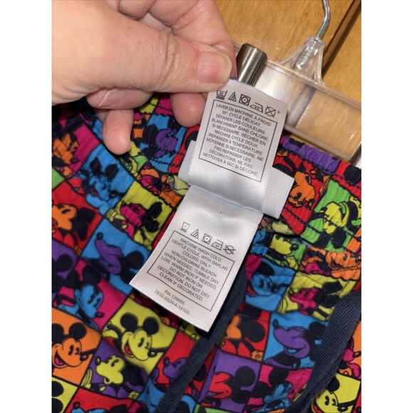 Disney Parks Authentic Mickey Mouse Pants Colorful S Elastic Waist Cotton Pocket - Picture 9 of 9